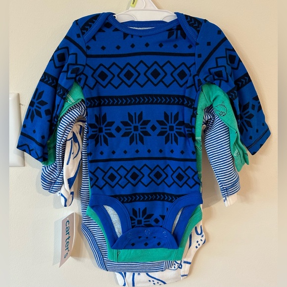 Carters Baby Long Sleeve Walrus/Penguin 4 Onesie Set NWT Size 3M - Picture 5 of 6